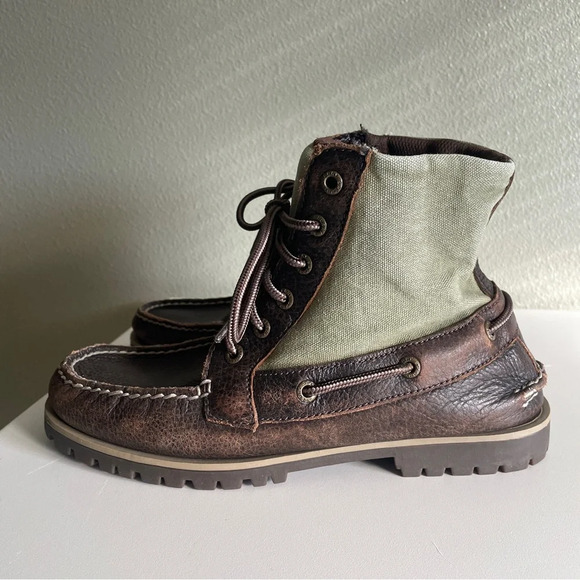 Sperry Top Sider Carson Brown Leather and Canvas Boots - Picture 5 of 10